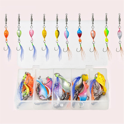 A298 10Pcs Spinning Spoon Lure Set 360 Degree Rotation Metal Fishing Bait with Storage Box