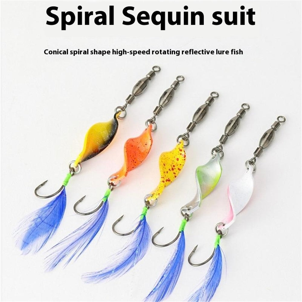 A298 10Pcs Spinning Spoon Lure Set 360 Degree Rotation Metal Fishing Bait with Storage Box