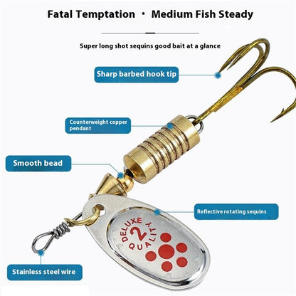 10Pcs Metal Fishing Lures Rotating Spoon Baits with Storage Box for Freshwater Saltwater