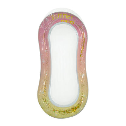 PVC Inflatable Pool Float Lounger with Mesh Glitter Sequins Design Portable Foldable Beach Chair