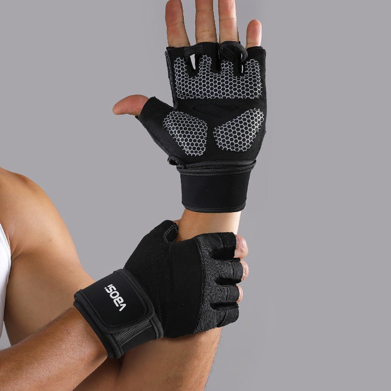VBOSI 7104V 1 Pair Gym Gloves Anti-Slip Half Finger Compression Workout Gloves with Gel Padding for Fitness Training