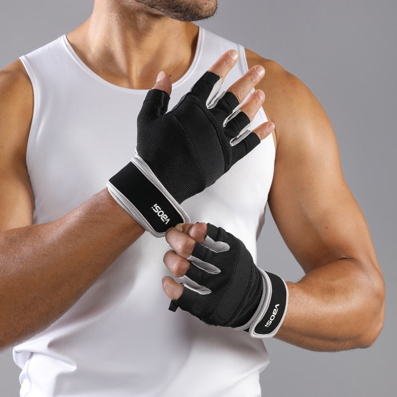 VBOSI 7104V 1 Pair Gym Gloves Anti-Slip Half Finger Compression Workout Gloves with Gel Padding for Fitness Training