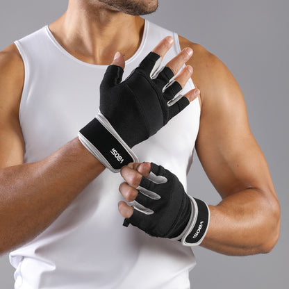 VBOSI 7104V 1 Pair Gym Gloves Anti-Slip Half Finger Compression Workout Gloves with Gel Padding for Fitness Training