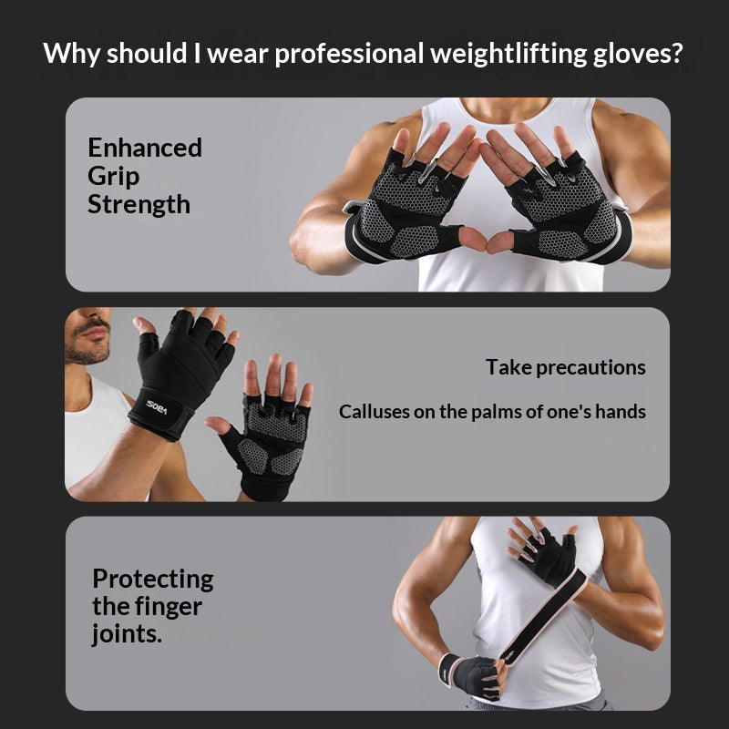 VBOSI 7104V 1 Pair Gym Gloves Anti-Slip Half Finger Compression Workout Gloves with Gel Padding for Fitness Training