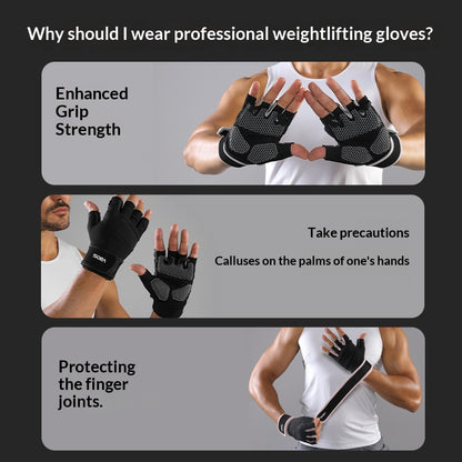 VBOSI 7104V 1 Pair Gym Gloves Anti-Slip Half Finger Compression Workout Gloves with Gel Padding for Fitness Training