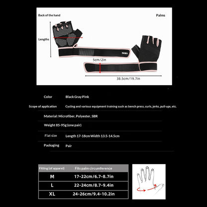 VBOSI 7104V 1 Pair Gym Gloves Anti-Slip Half Finger Compression Workout Gloves with Gel Padding for Fitness Training
