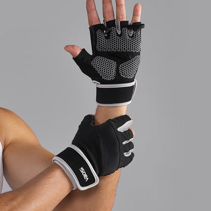 VBOSI 7104V 1 Pair Gym Gloves Anti-Slip Half Finger Compression Workout Gloves with Gel Padding for Fitness Training