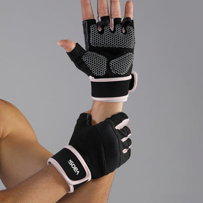 VBOSI 7104V 1 Pair Gym Gloves Anti-Slip Half Finger Compression Workout Gloves with Gel Padding for Fitness Training