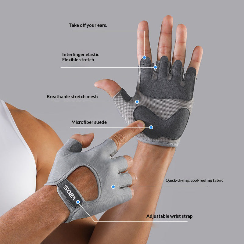 VBOSI 6204V Breathable Fitness Gloves Anti-Slip Half Finger Gym Workout Gloves for Weightlifting Cycling