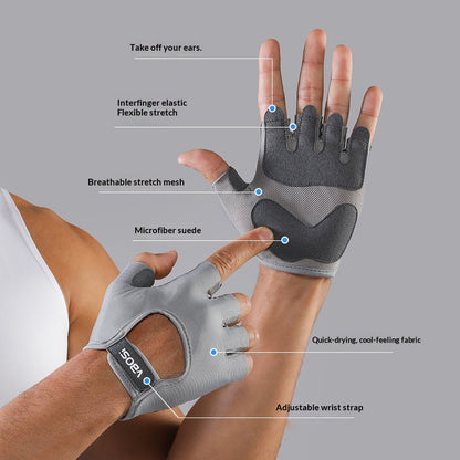 VBOSI 6204V Breathable Fitness Gloves Anti-Slip Half Finger Gym Workout Gloves for Weightlifting Cycling