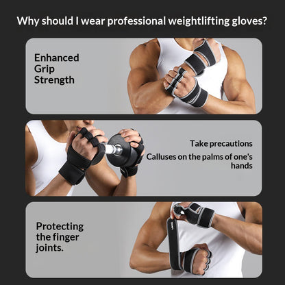 VBOSI 1304V 1 Pair Half Finger Fitness Gloves Weightlifting Training Wrist Support Padded Grips for Gym Workout