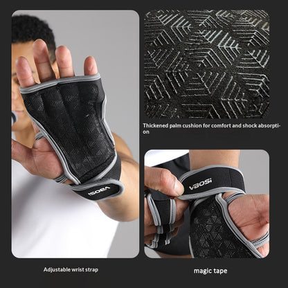 VBOSI 1304V 1 Pair Half Finger Fitness Gloves Weightlifting Training Wrist Support Padded Grips for Gym Workout
