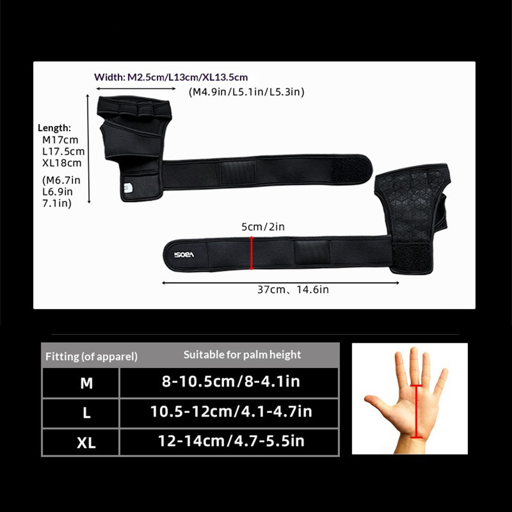 VBOSI 1304V 1 Pair Half Finger Fitness Gloves Weightlifting Training Wrist Support Padded Grips for Gym Workout