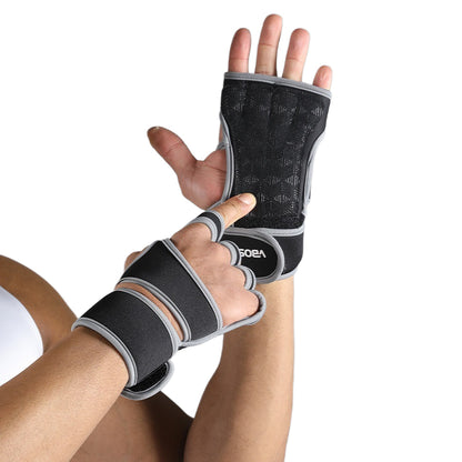VBOSI 1304V 1 Pair Half Finger Fitness Gloves Weightlifting Training Wrist Support Padded Grips for Gym Workout