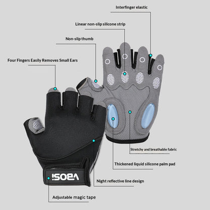 VBOSI 8104V Half Finger Fitness Gloves 3.5mm Anti-slip Palm Pad Shock Absorbing Gloves for Rope Skipping Gym
