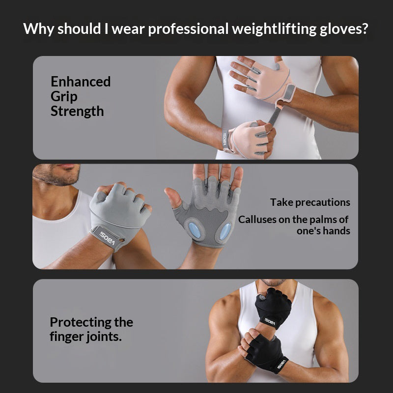 VBOSI 8104V Half Finger Fitness Gloves 3.5mm Anti-slip Palm Pad Shock Absorbing Gloves for Rope Skipping Gym