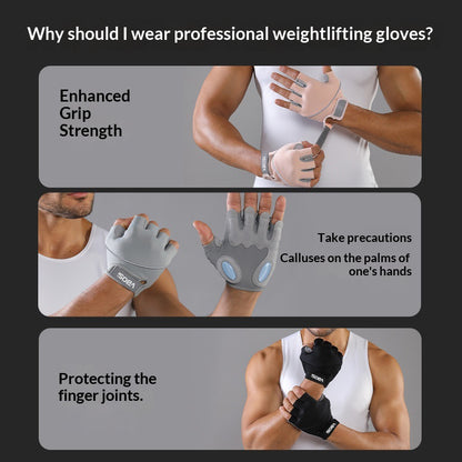 VBOSI 8104V Half Finger Fitness Gloves 3.5mm Anti-slip Palm Pad Shock Absorbing Gloves for Rope Skipping Gym