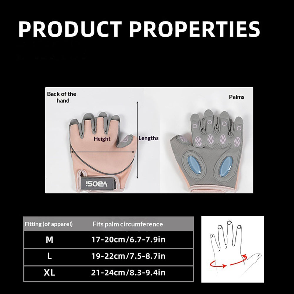 VBOSI 8104V Half Finger Fitness Gloves 3.5mm Anti-slip Palm Pad Shock Absorbing Gloves for Rope Skipping Gym