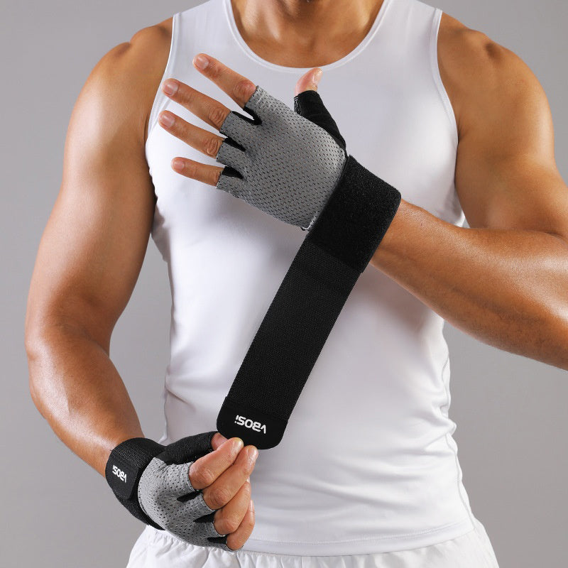 VBOSI 5104V Workout Gloves with Compression Wrist Strap Half Finger Gym Gloves for Weightlifting Cycling