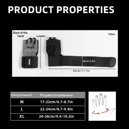 VBOSI 5104V Workout Gloves with Compression Wrist Strap Half Finger Gym Gloves for Weightlifting Cycling