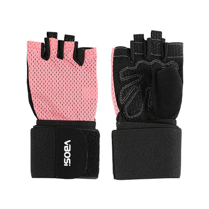 VBOSI 5104V Workout Gloves with Compression Wrist Strap Half Finger Gym Gloves for Weightlifting Cycling