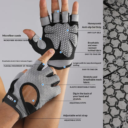 VBOSI 0204V Half Finger Gloves Anti-Slip Shock Absorbing Breathable Mesh Mittens for Climbing Fitness Cycling
