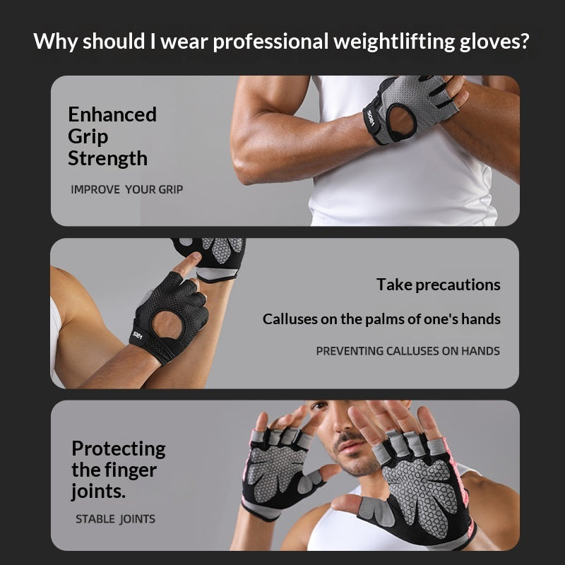 VBOSI 0204V Half Finger Gloves Anti-Slip Shock Absorbing Breathable Mesh Mittens for Climbing Fitness Cycling