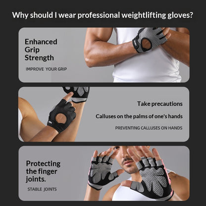 VBOSI 0204V Half Finger Gloves Anti-Slip Shock Absorbing Breathable Mesh Mittens for Climbing Fitness Cycling