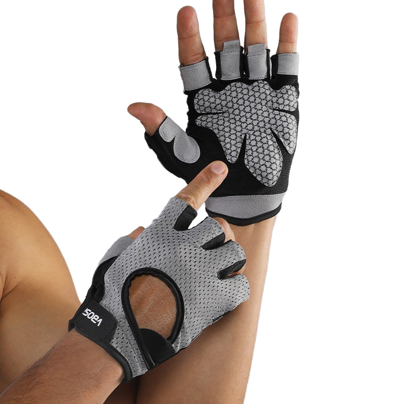 VBOSI 0204V Half Finger Gloves Anti-Slip Shock Absorbing Breathable Mesh Mittens for Climbing Fitness Cycling