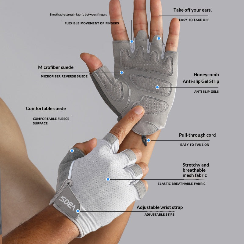 VBOSI 9104V Half Finger Gloves Anti-slip Honeycomb Pad Shock Absorbing Fitness Gloves for Climbing Cycling