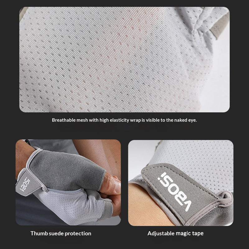 VBOSI 9104V Half Finger Gloves Anti-slip Honeycomb Pad Shock Absorbing Fitness Gloves for Climbing Cycling