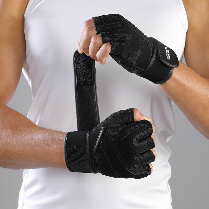 VBOSI 6104V Fitness Gloves Half Finger Workout Training Gloves with  Compression Wrist Strap for Weightlifting Gym