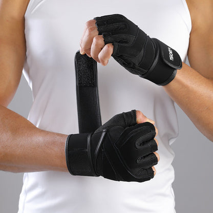 VBOSI 6104V Fitness Gloves Half Finger Workout Training Gloves with  Compression Wrist Strap for Weightlifting Gym