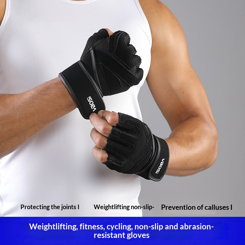 VBOSI 6104V Fitness Gloves Half Finger Workout Training Gloves with  Compression Wrist Strap for Weightlifting Gym