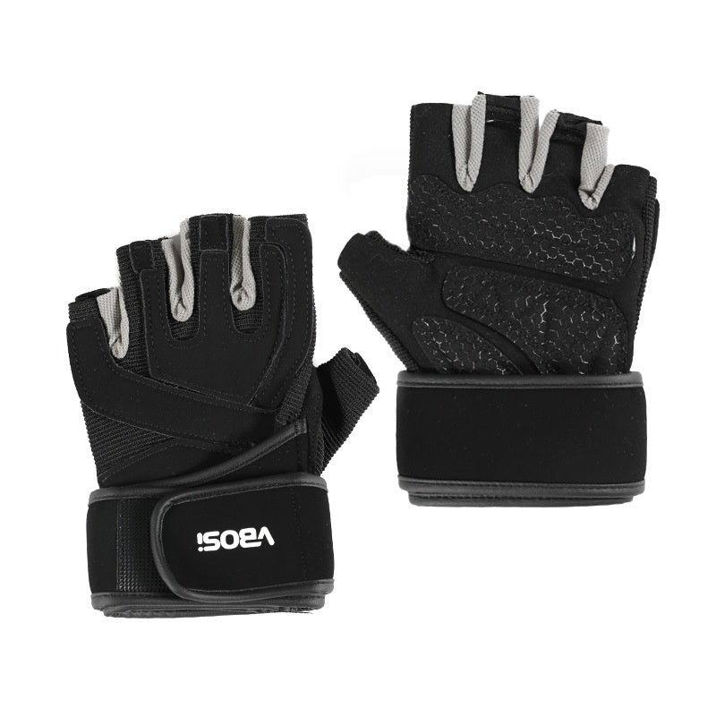 VBOSI 6104V Fitness Gloves Half Finger Workout Training Gloves with  Compression Wrist Strap for Weightlifting Gym