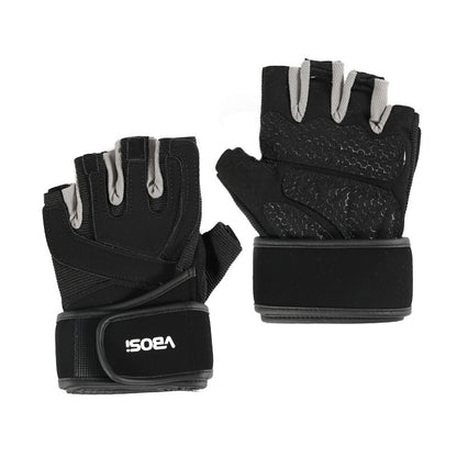 VBOSI 6104V Fitness Gloves Half Finger Workout Training Gloves with  Compression Wrist Strap for Weightlifting Gym