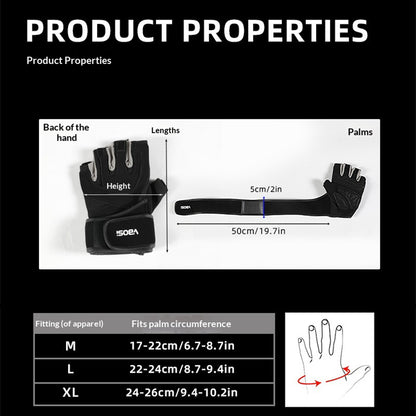 VBOSI 6104V Fitness Gloves Half Finger Workout Training Gloves with  Compression Wrist Strap for Weightlifting Gym