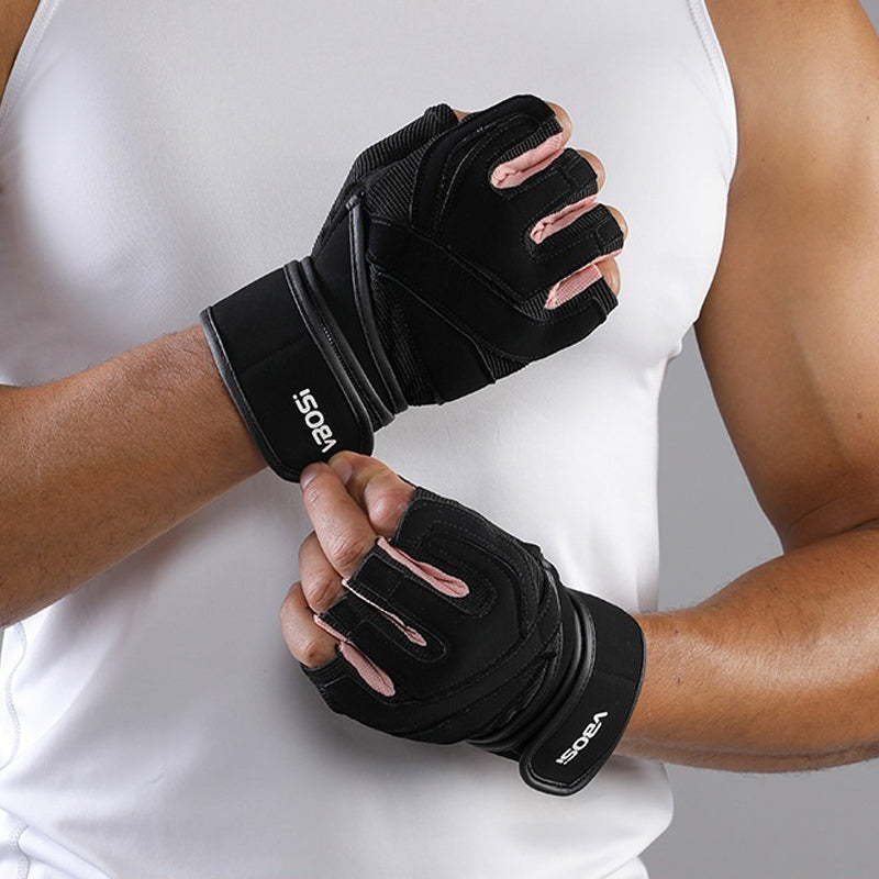 VBOSI 6104V Fitness Gloves Half Finger Workout Training Gloves with  Compression Wrist Strap for Weightlifting Gym