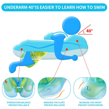 SWIMBOBO Inflatable Baby Swimming Ring Infant Float Lying Swimming Trainer with Sunshade