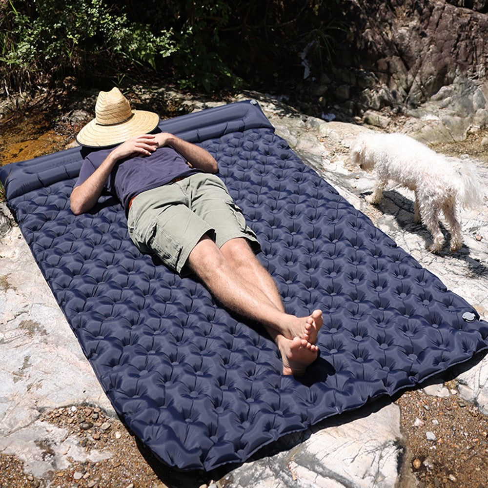 200x120CM Inflatable Sleeping Mat Built-in Foot Pump Compact Air Mattress with Pillow for Camping, Backpacking, Hiking