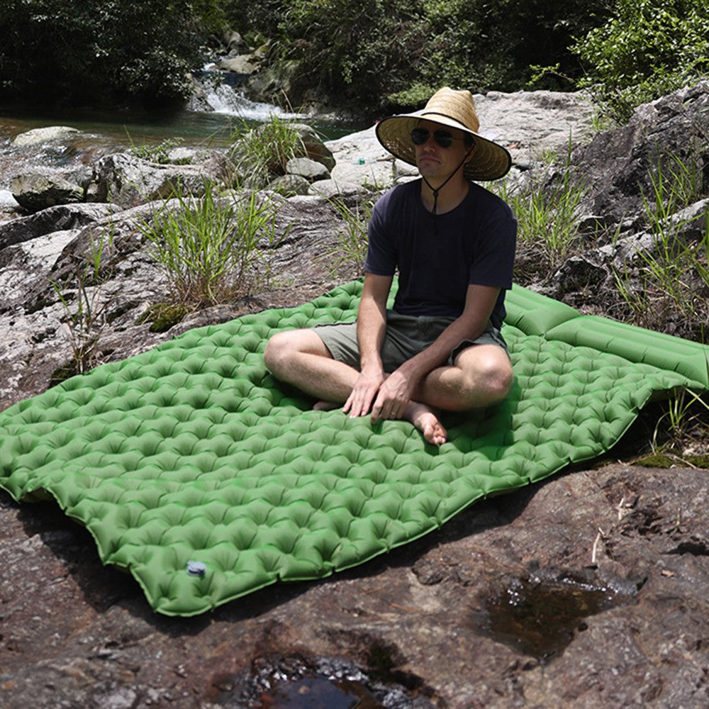 200x120CM Camping TPU Sleeping Mat Inflatable Sleeping Pad with Pillow for 2 People Backpacking, Tent, Hiking