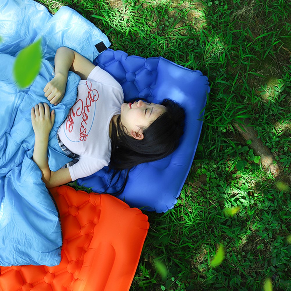 40D Nylon+TPU Moisture-proof Sleeping Mat Foot Press-type Inflation Air Mattress Camping Tent Pad