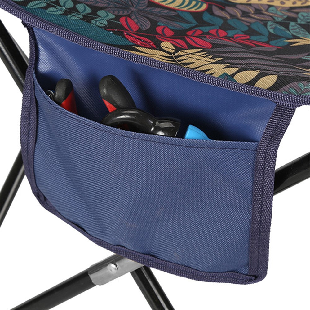 Size L Portable Folding Chair Metal+Oxford Cloth Outdoor Camping Fishing Backrest Chair