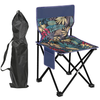 Size L Portable Folding Chair Metal+Oxford Cloth Outdoor Camping Fishing Backrest Chair