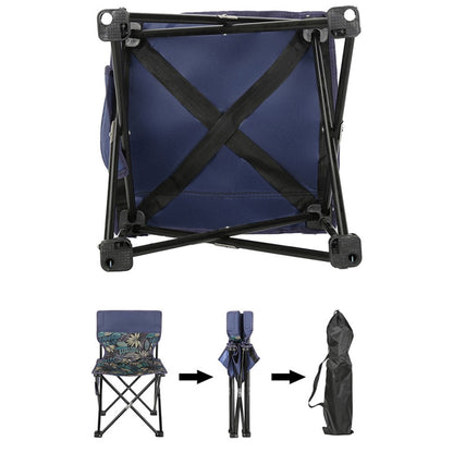 Size M Outdoor Folding Chair Metal+Oxford Cloth Camping Fishing Backrest Chair