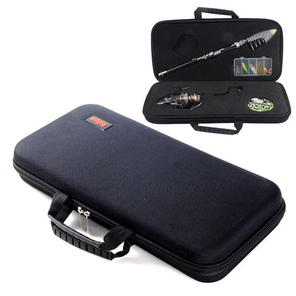 JSFUN 43.5x21.5x6cm EVA Fishing Rod Reel Bag Fishing Tool Storage Pouch with Slotted Sponge Lining