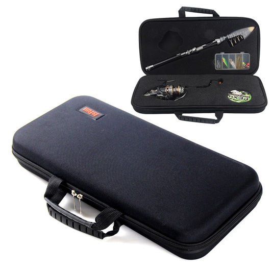 JSFUN 43.5x21.5x6cm EVA Fishing Rod Reel Bag Fishing Tool Storage Pouch with Slotted Sponge Lining