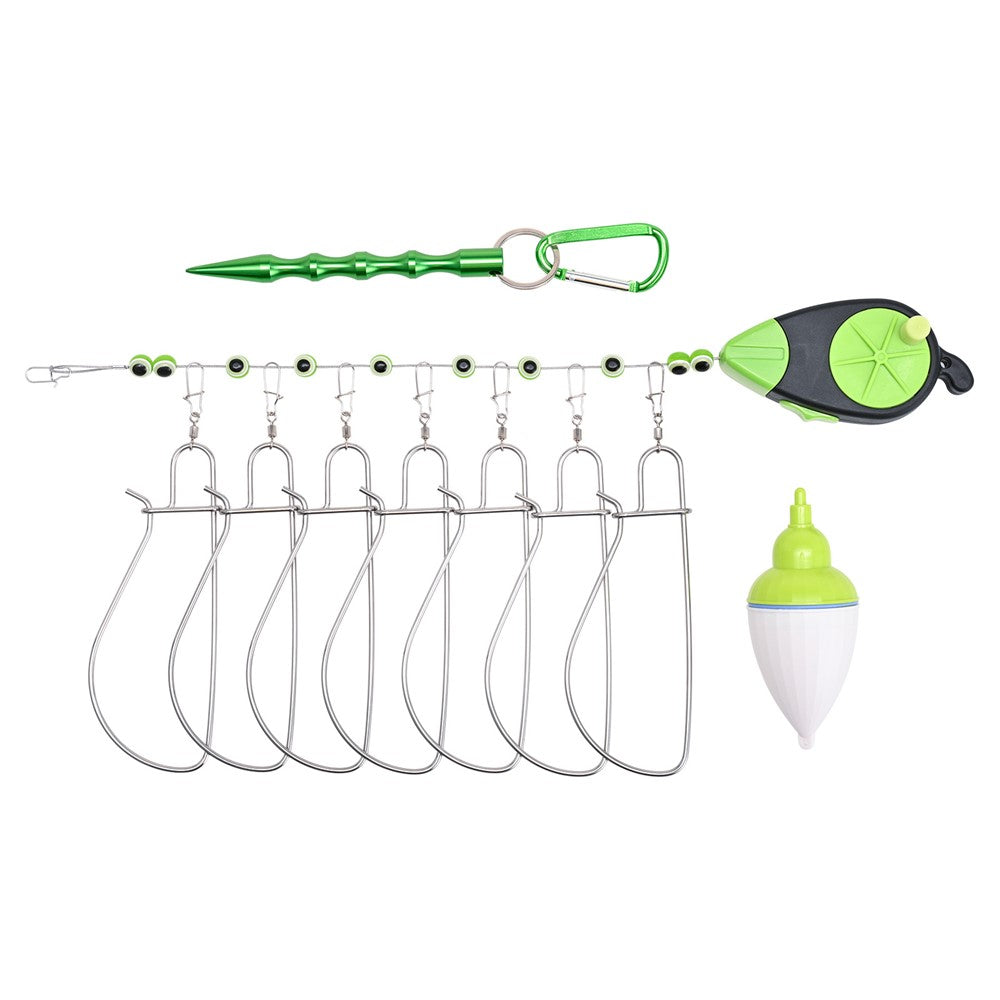LEO 28282 Stainless Steel  Fish Buckle Lock Fishing Stringer Clip with 7pcs Snaps Fishing Holder Kit
