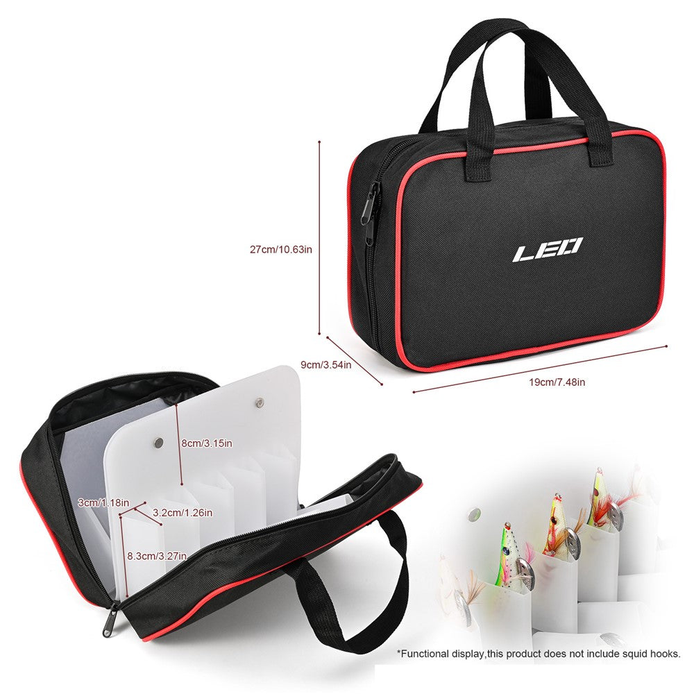 LEO 28256 20-Grid Polyester+PP Squid Hook Storage Bag Fishing Lures Soft Bait Storage Case