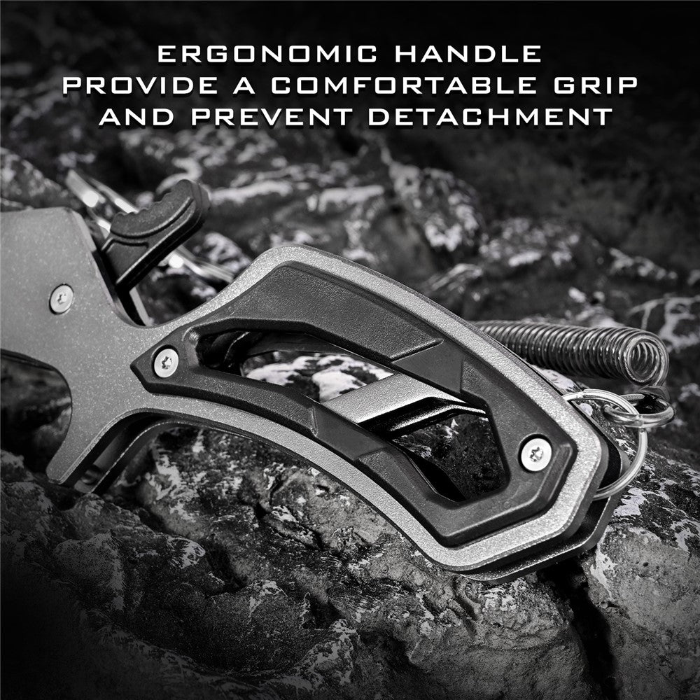 LEO 28235 Anti-skid Fishing Grip Aluminum Alloy Fish Control Clamp with Anti-lost Rope and Buckle